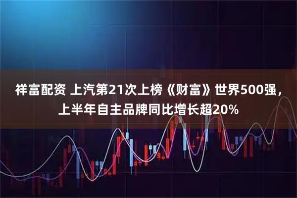 祥富配资 上汽第21次上榜《财富》世界500强，上半年自主品牌同比增长超20%